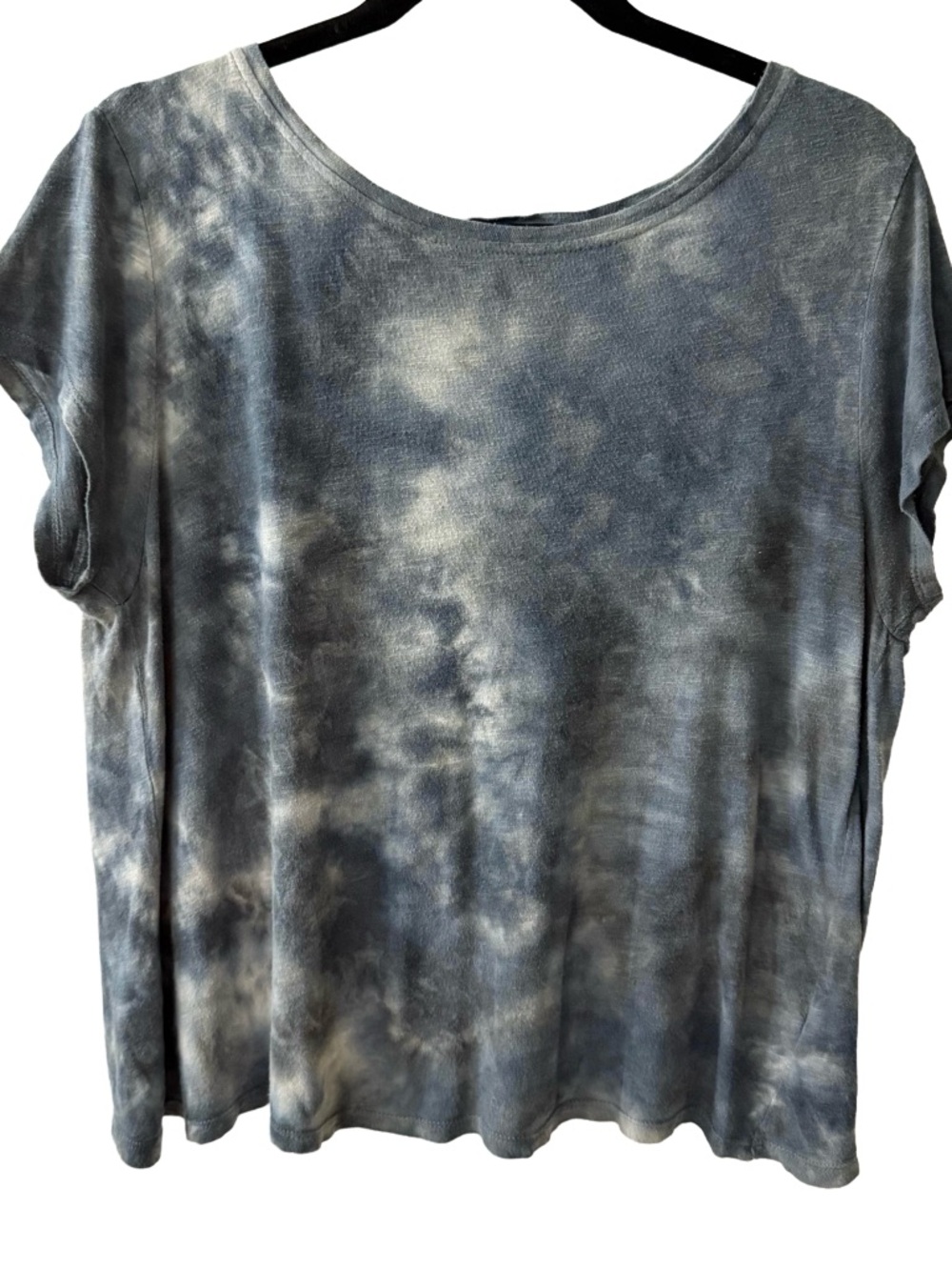 FOREVER21 Blue Tie-dye Kris-Cross Open Back Short Sleeve Shirt | L